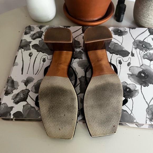 Black leather strappy heels. Worn once!! - Picture 2 of 2